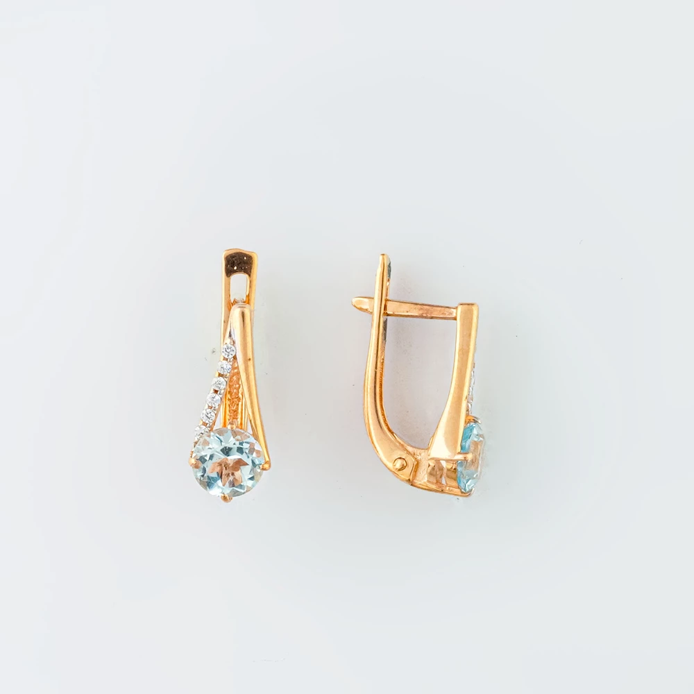 Серьги с топазом из красного золота 585 пробы