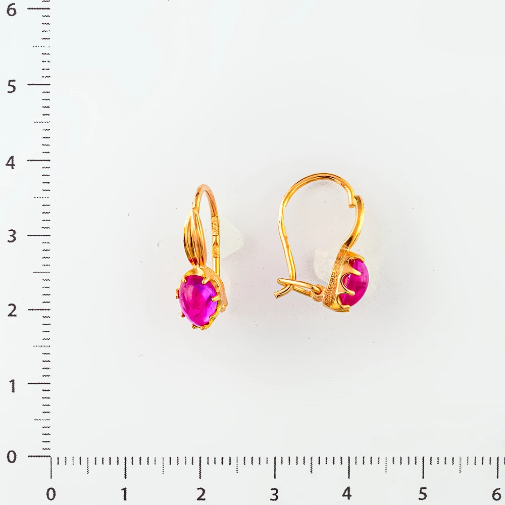 Серьги с фианитом из красного золота 585 пробы