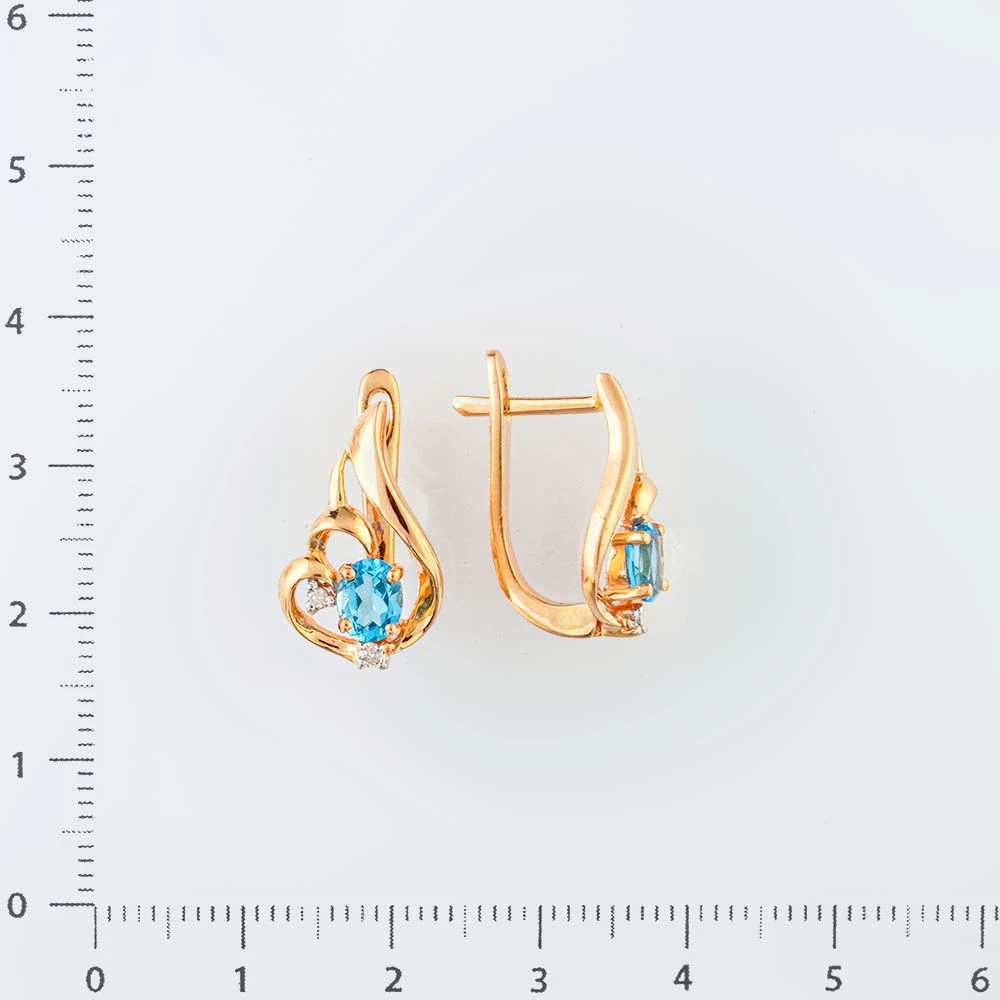 Серьги с топазом из красного золота 585 пробы