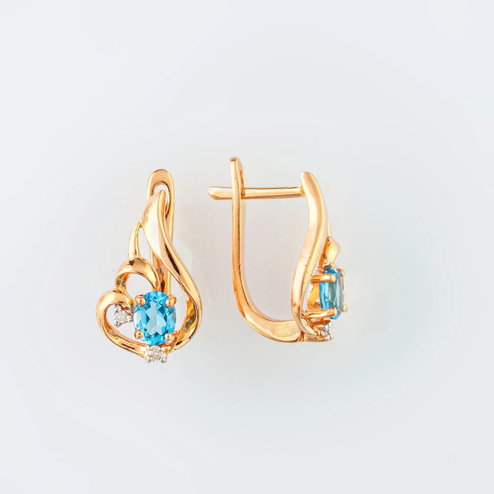 Серьги с топазом из красного золота 585 пробы