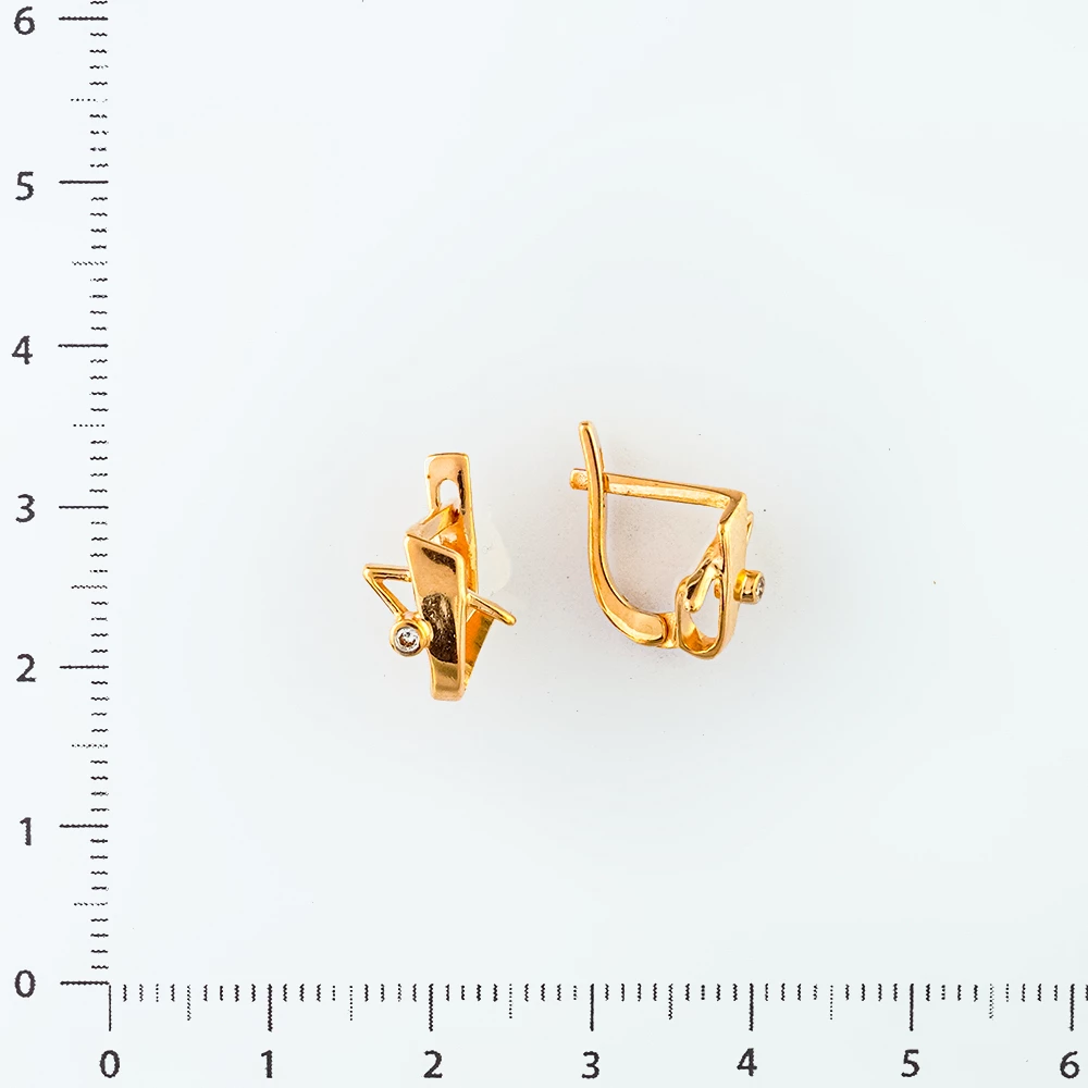 Серьги с фианитом из красного золота 585 пробы