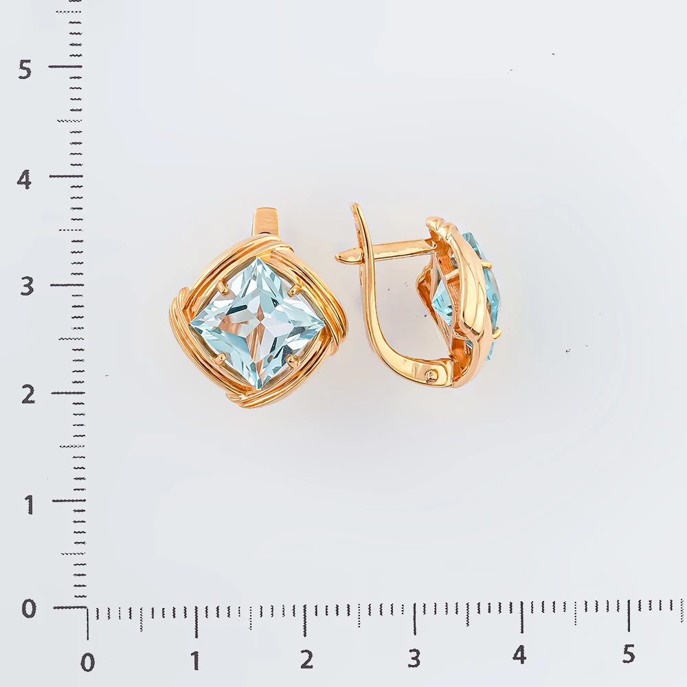 Серьги с топазом из красного золота 585 пробы