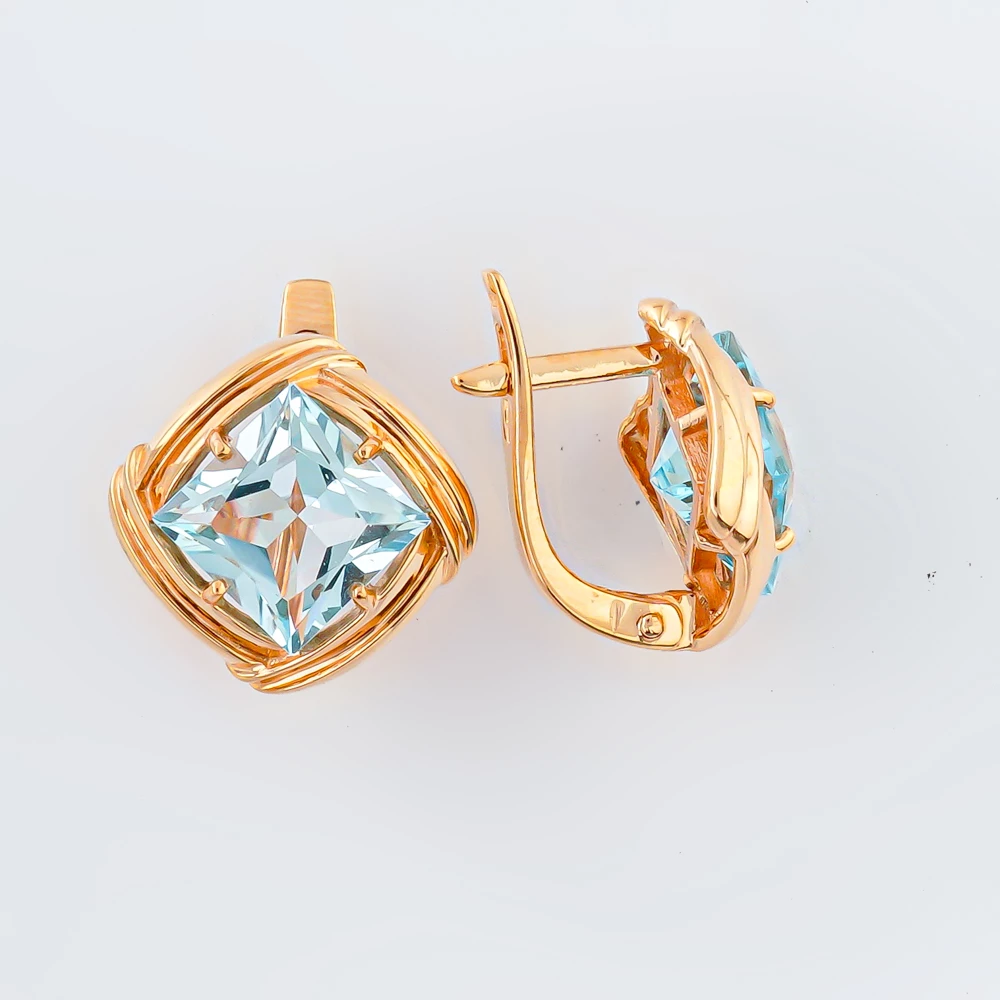 Серьги с топазом из красного золота 585 пробы