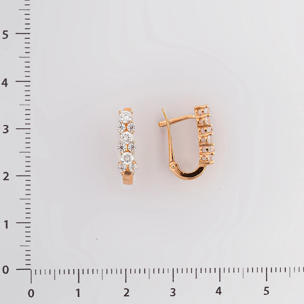 Серьги с фианитом из красного золота 585 пробы