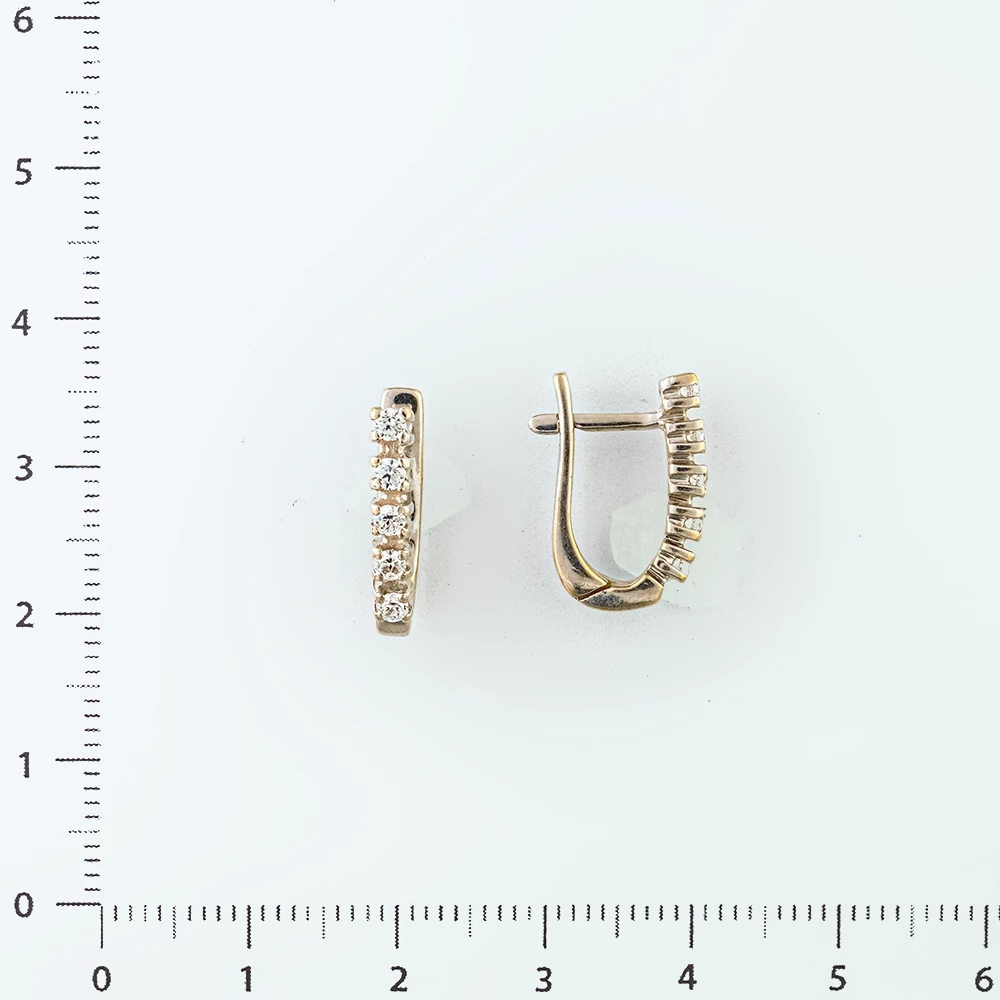 Серьги с фианитом из белого золота 585 пробы