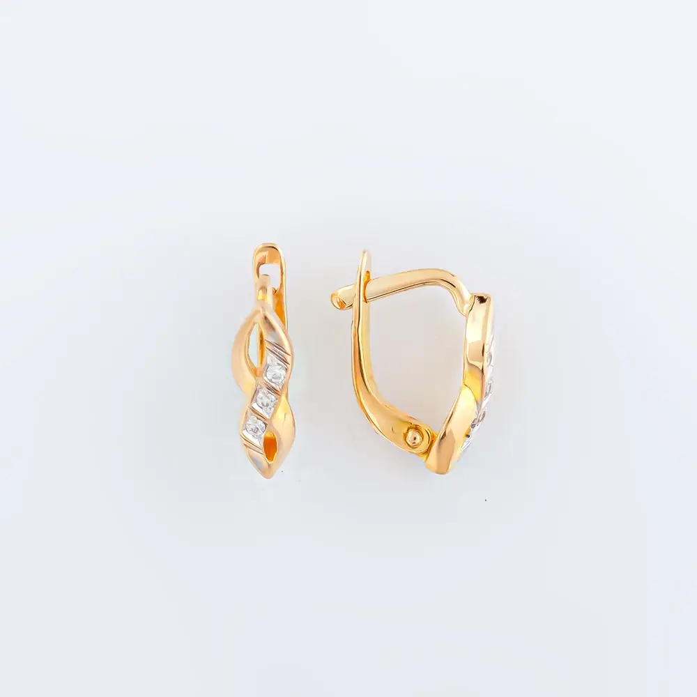 Серьги с фианитом из красного золота 375 пробы 1