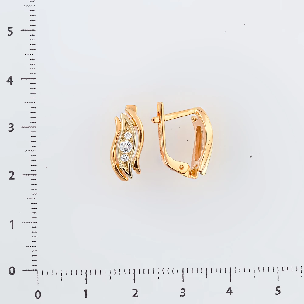 Серьги с бриллиантом из красного золота 585 пробы