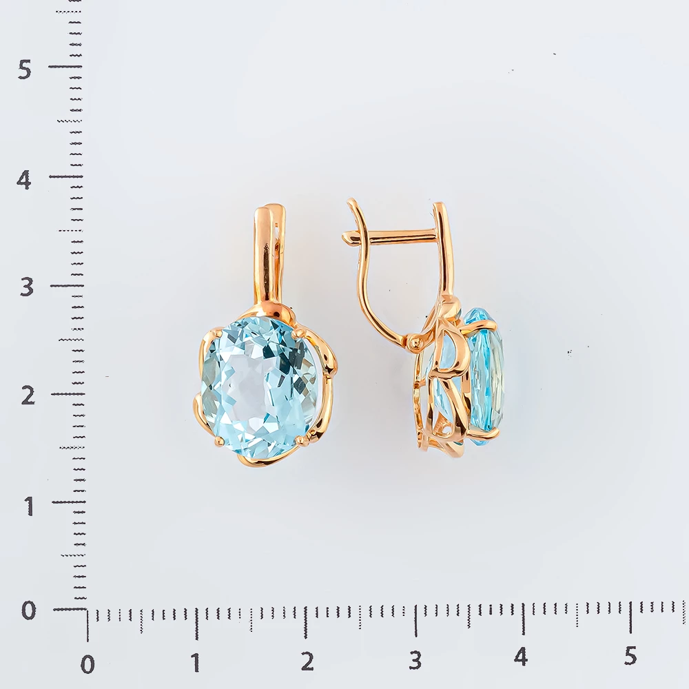 Серьги с топазом из красного золота 585 пробы