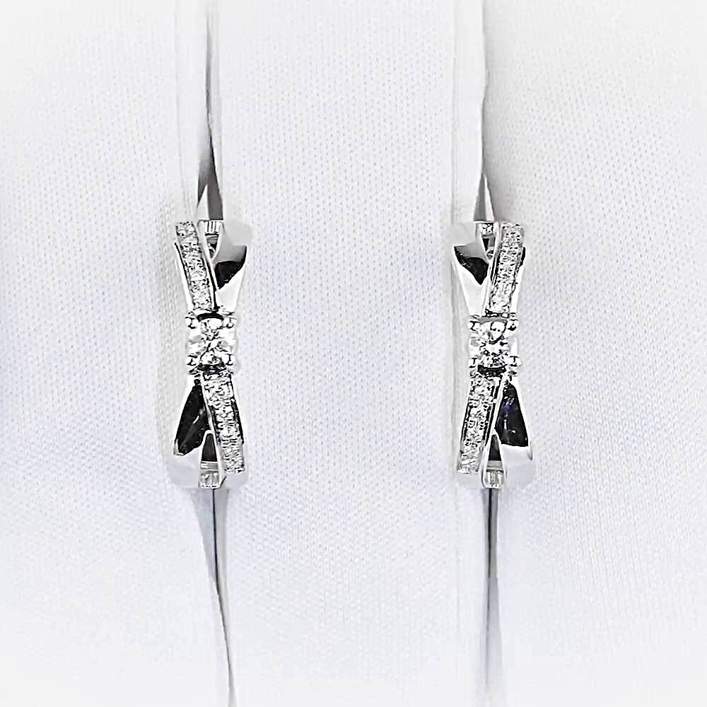 Серьги с бриллиантом из белого золота 585 пробы