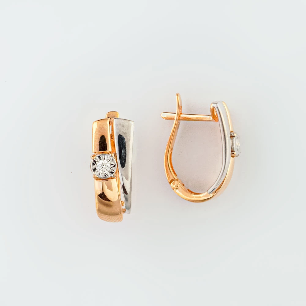 Серьги с бриллиантом из красного золота 585 пробы 1