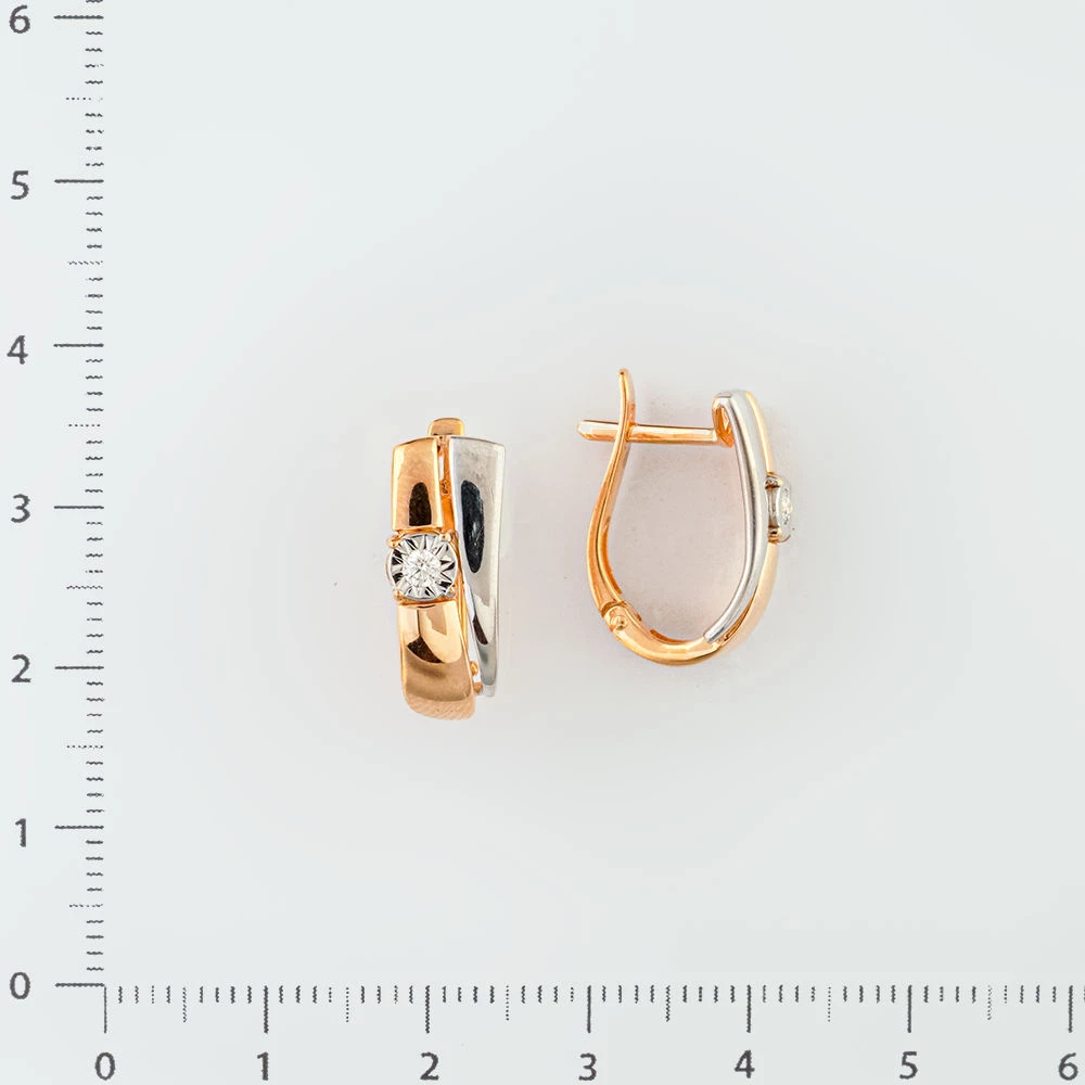 Серьги с бриллиантом из красного золота 585 пробы 2