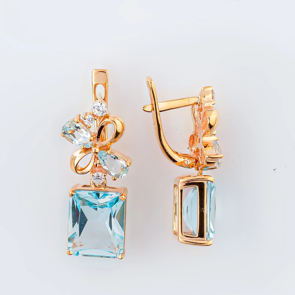 Серьги с топазом из красного золота 585 пробы