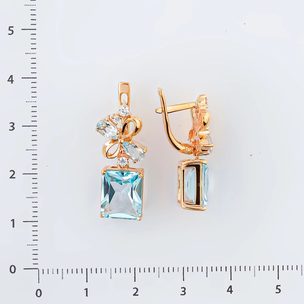 Серьги с топазом из красного золота 585 пробы