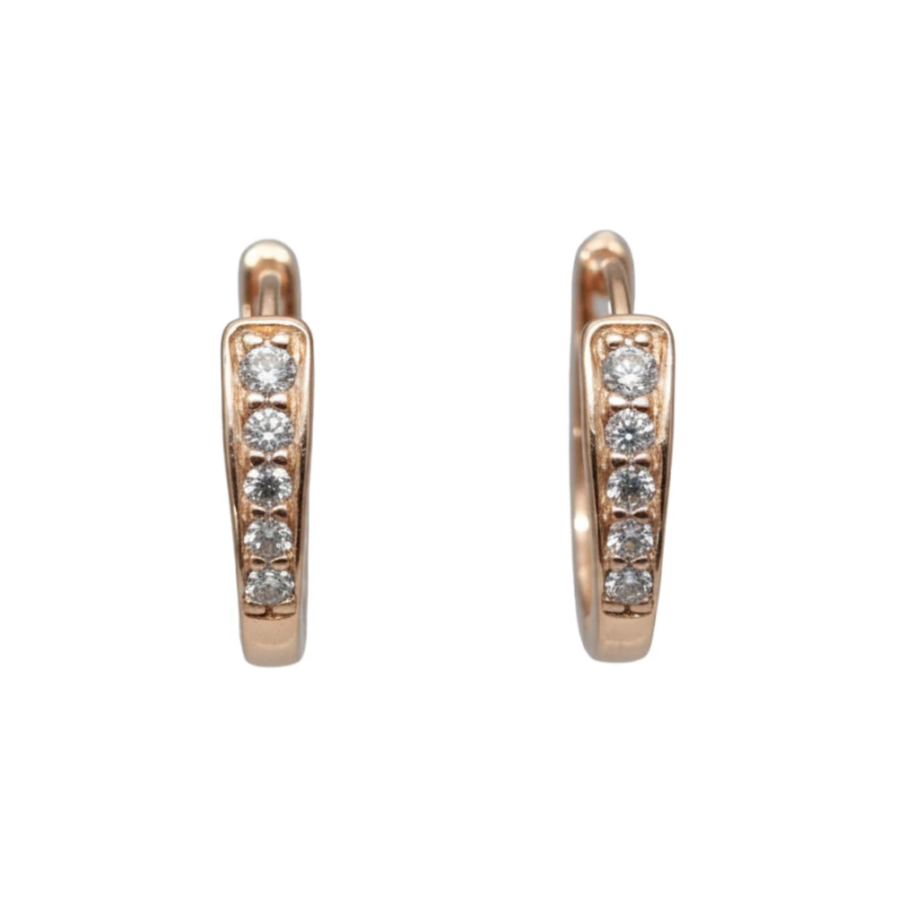 Серьги с фианитом из красного золота 585 пробы