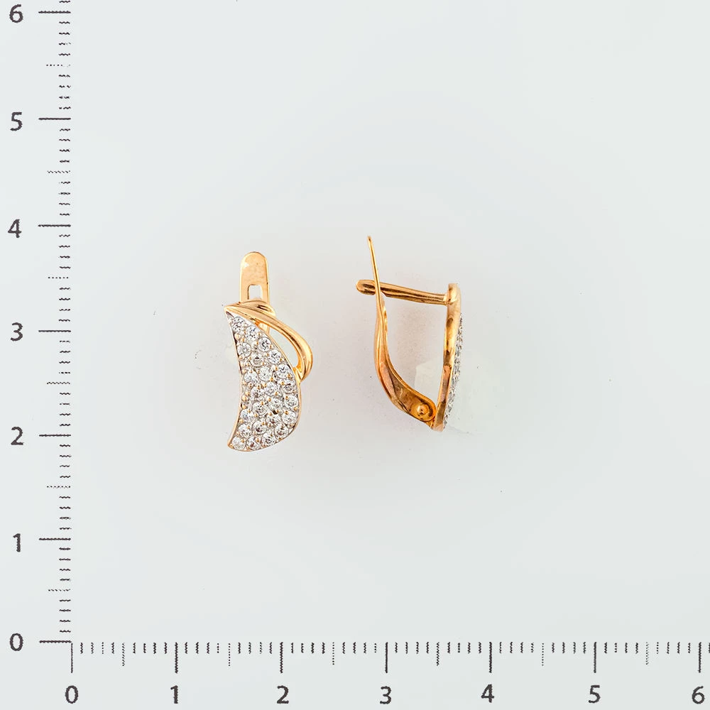 Серьги с фианитом из красного золота 585 пробы