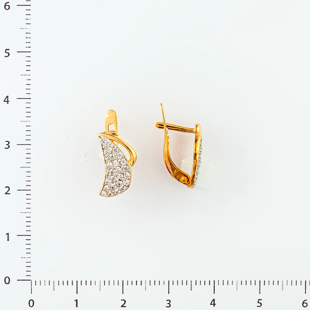 Серьги с фианитом из красного золота 585 пробы