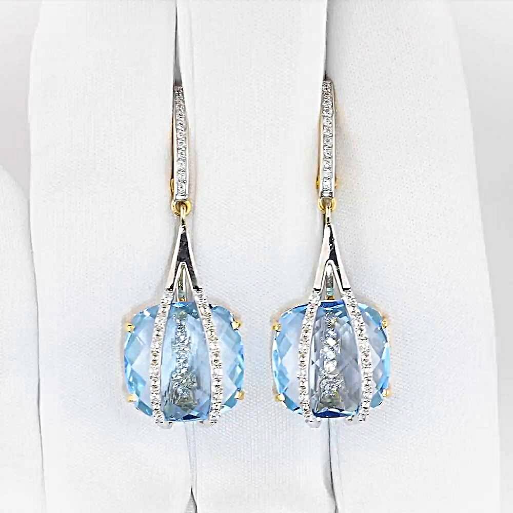 Серьги с топазом из красного золота 585 пробы