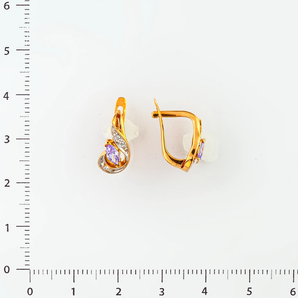 Серьги с ситаллом из красного золота 585 пробы