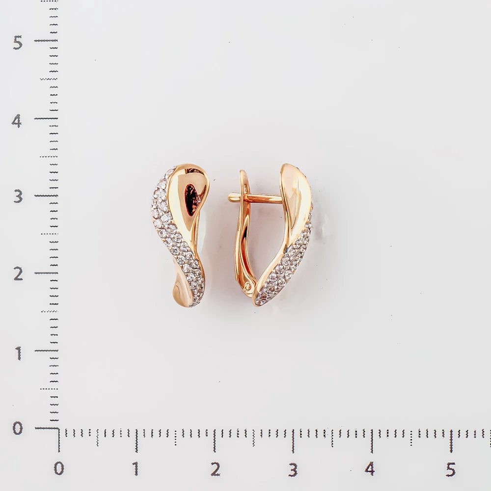 Серьги с фианитом из красного золота 585 пробы