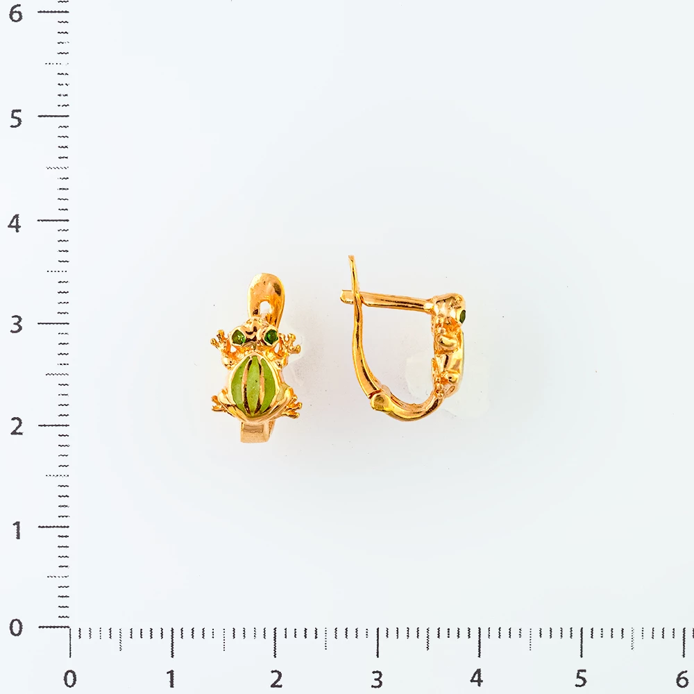 Серьги с эмалью из красного золота 585 пробы