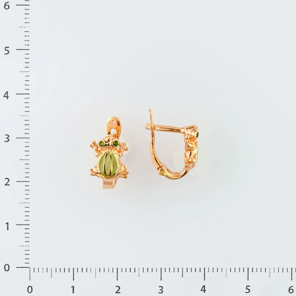 Серьги с эмалью из красного золота 585 пробы