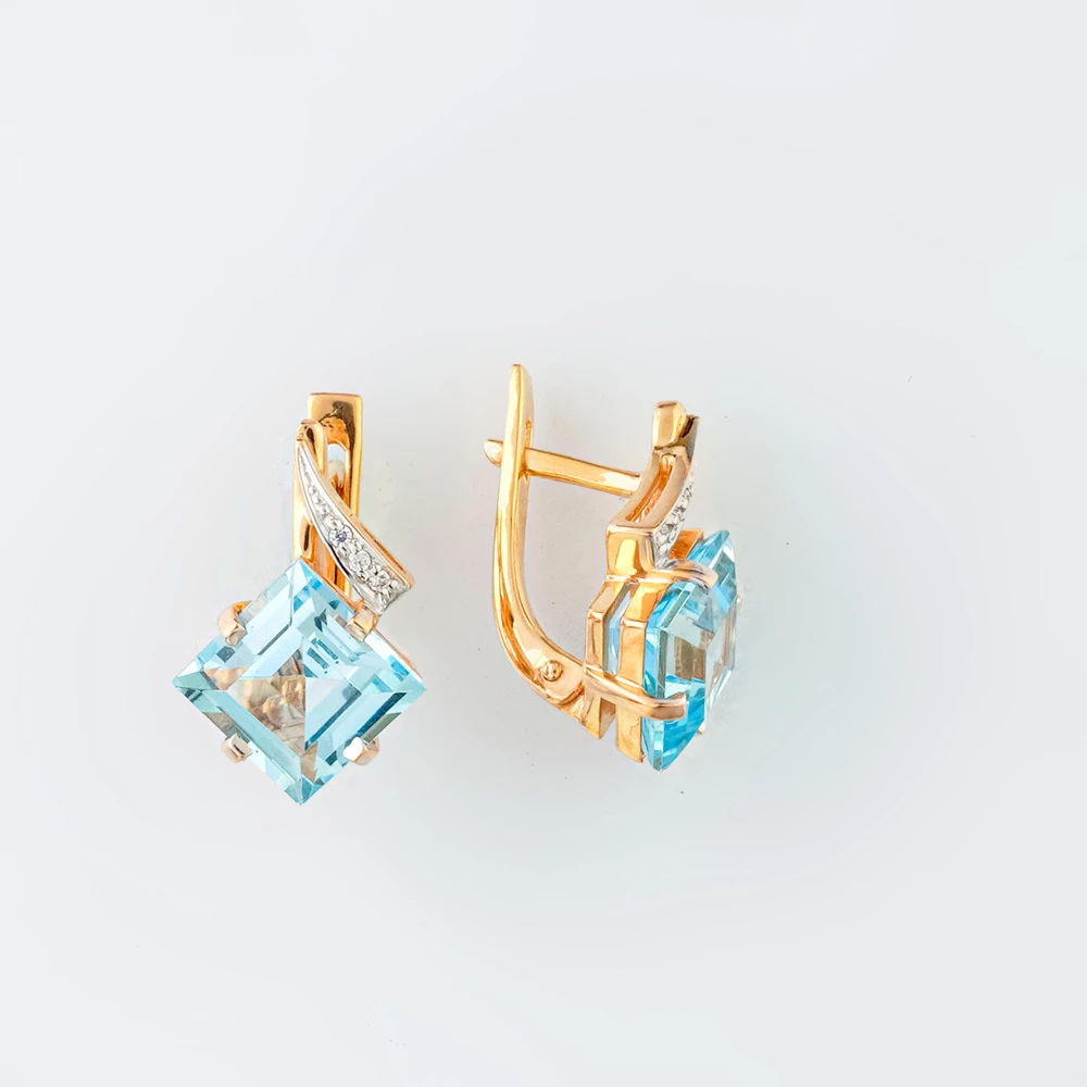 Серьги с топазом из красного золота 585 пробы