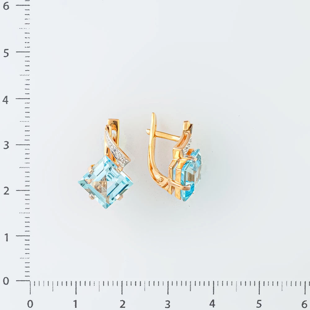 Серьги с топазом из красного золота 585 пробы