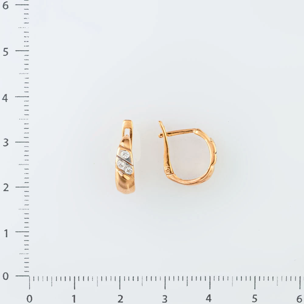 Серьги с фианитом из красного золота 585 пробы