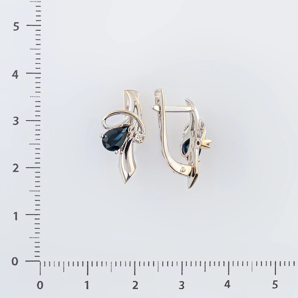 Серьги с сапфиром из белого золота 585 пробы