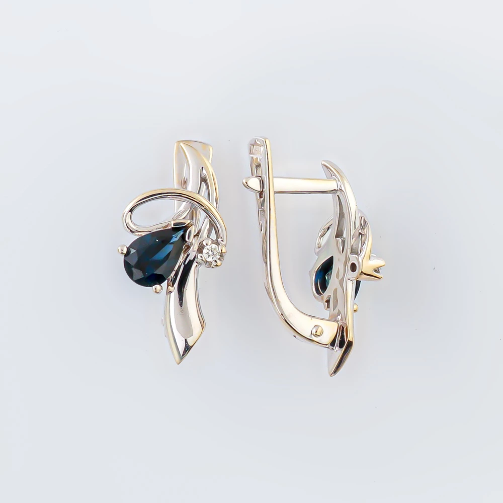 Серьги с сапфиром из белого золота 585 пробы