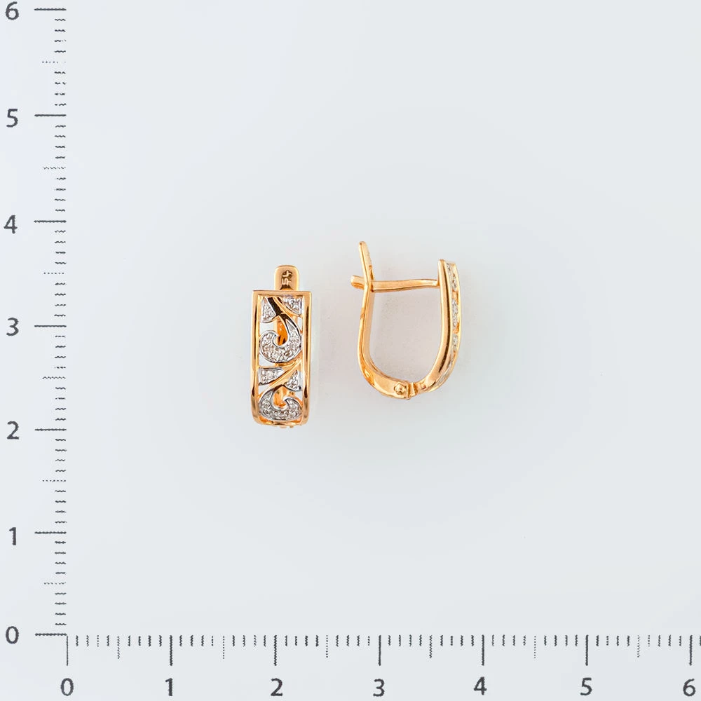 Серьги с бриллиантом из красного золота 585 пробы