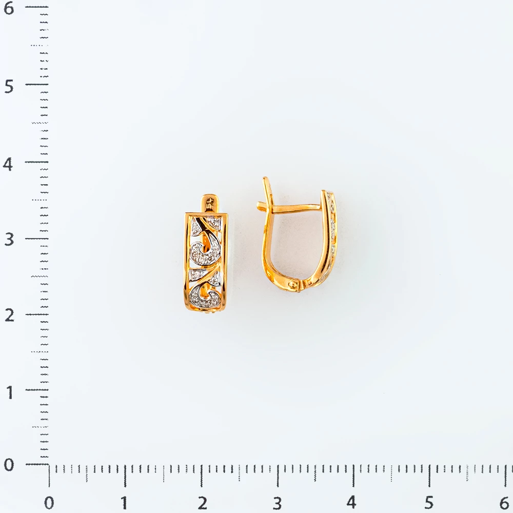 Серьги с бриллиантом из красного золота 585 пробы