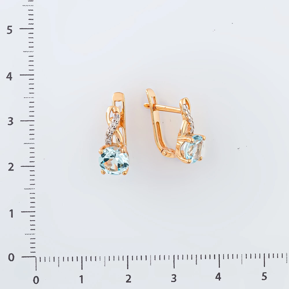 Серьги с топазом из красного золота 585 пробы