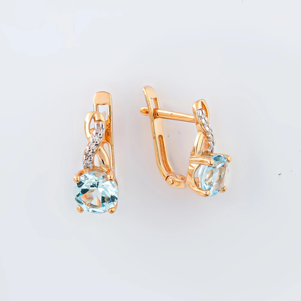 Серьги с топазом из красного золота 585 пробы