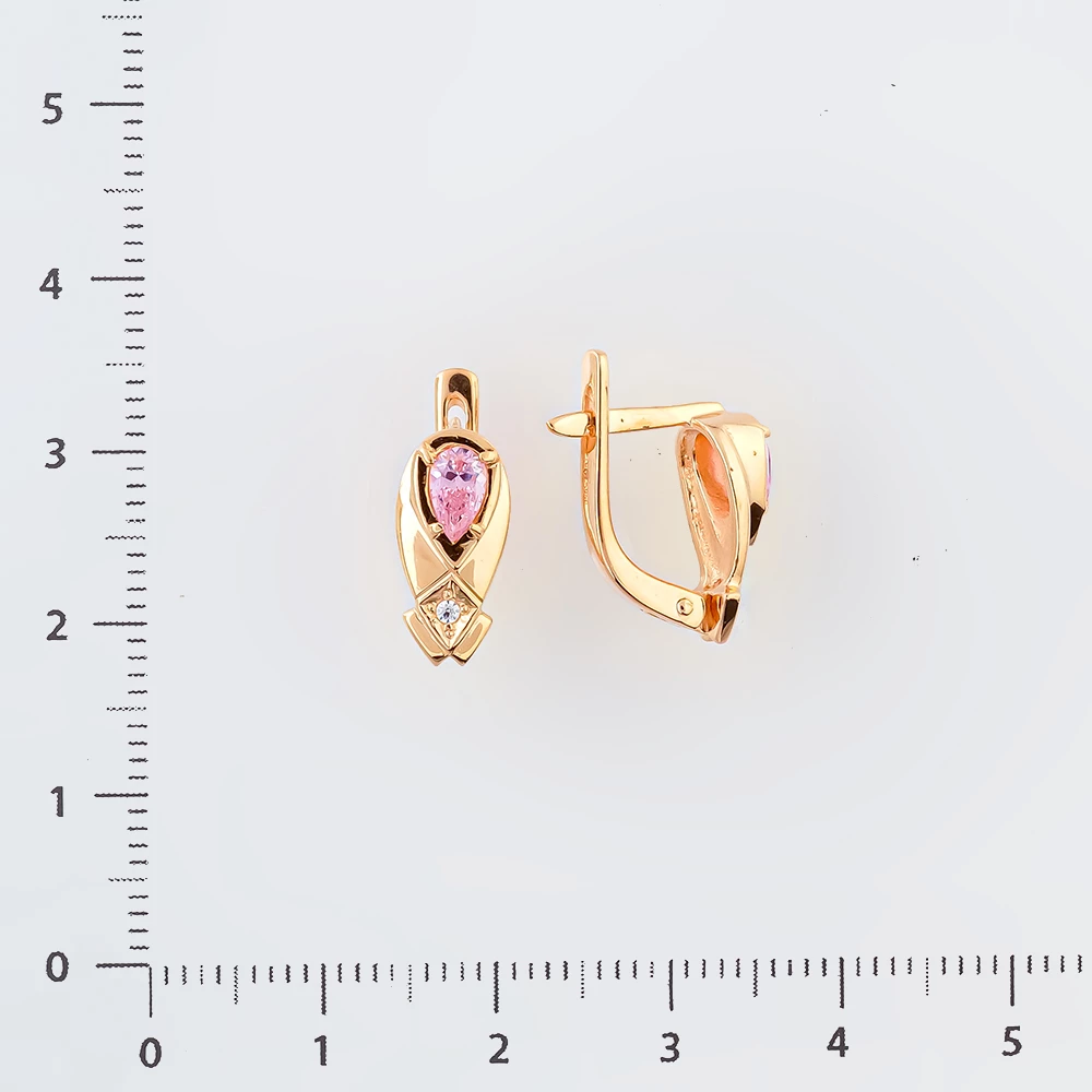 Серьги с ситаллом из красного золота 585 пробы