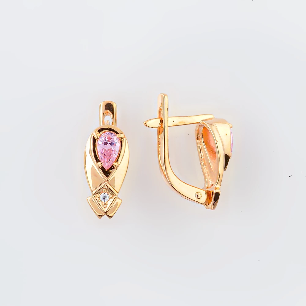 Серьги с ситаллом из красного золота 585 пробы