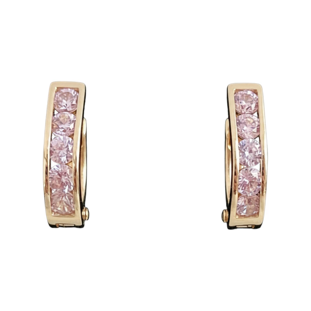 Серьги с фианитом из красного золота 585 пробы