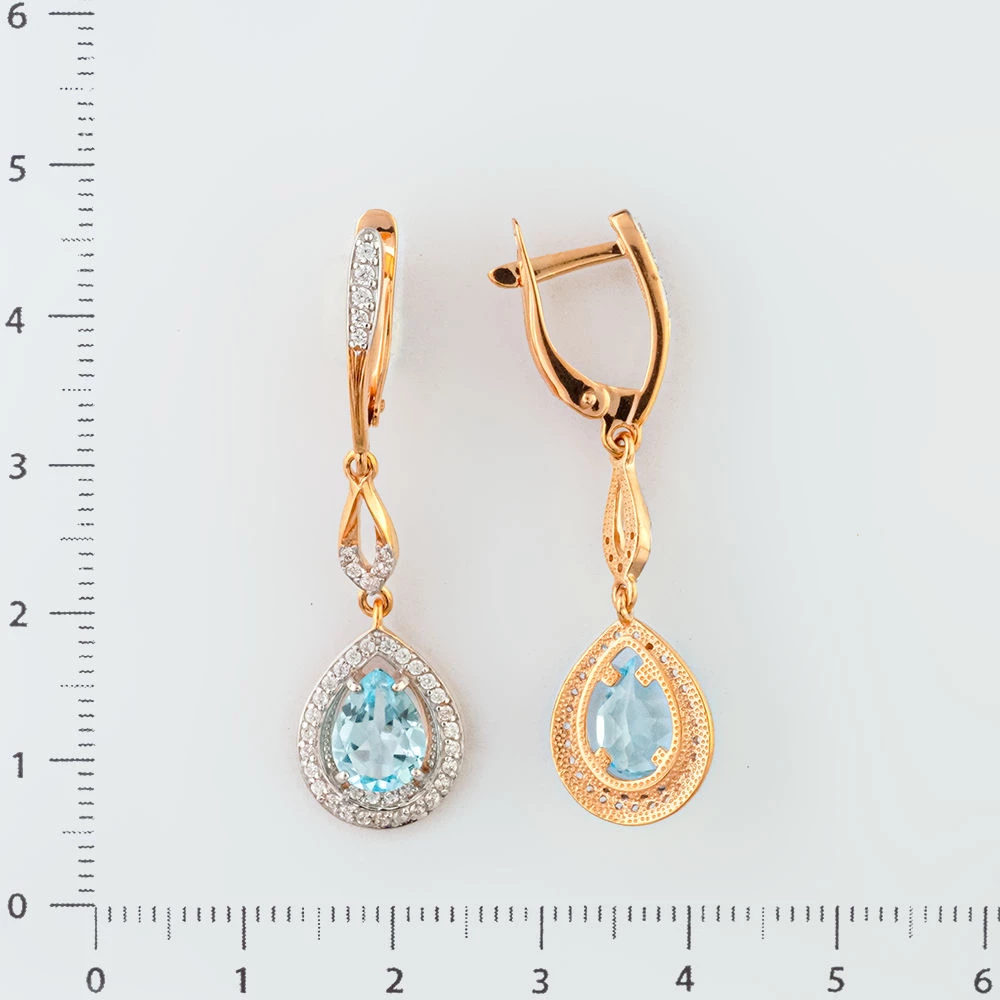 Серьги с топазом из красного золота 585 пробы