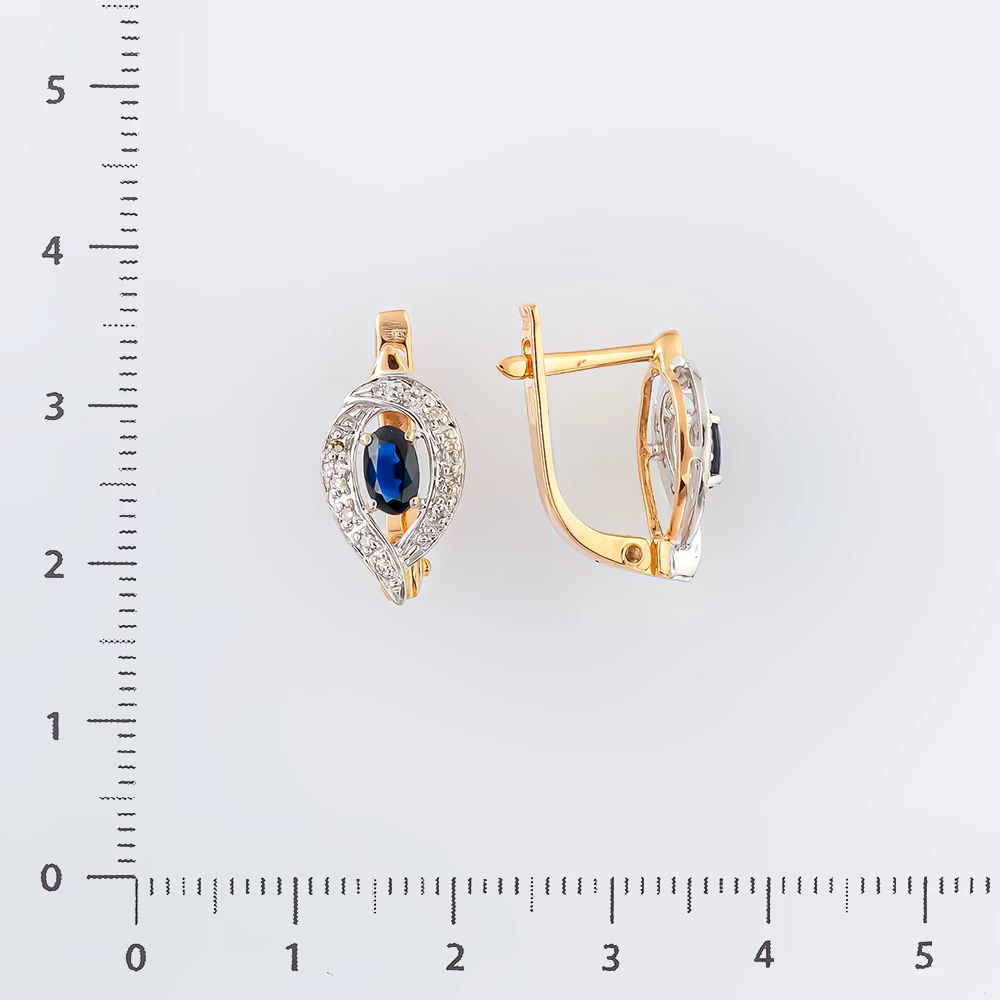 Серьги с сапфиром из красного золота 585 пробы