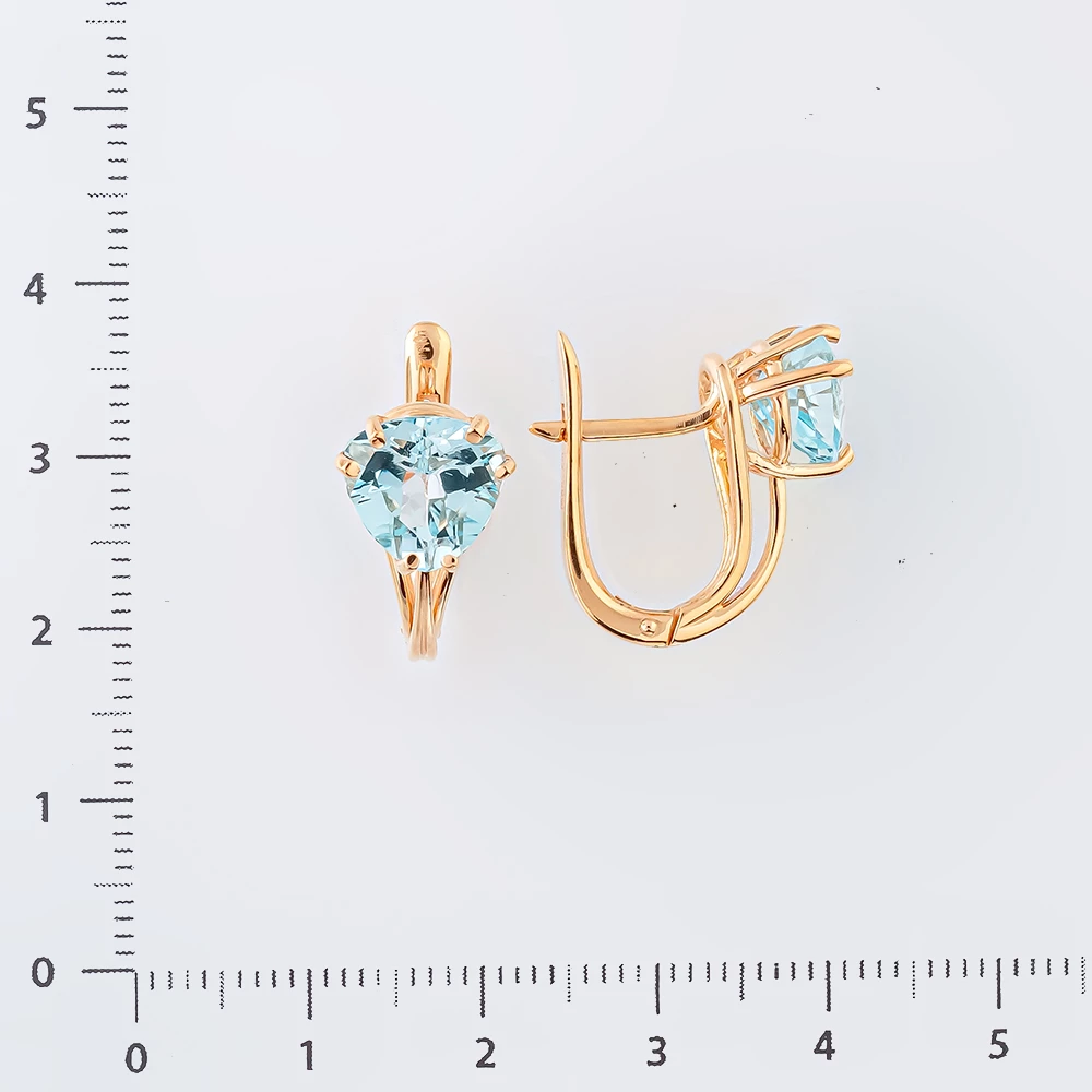Серьги с топазом из красного золота 585 пробы