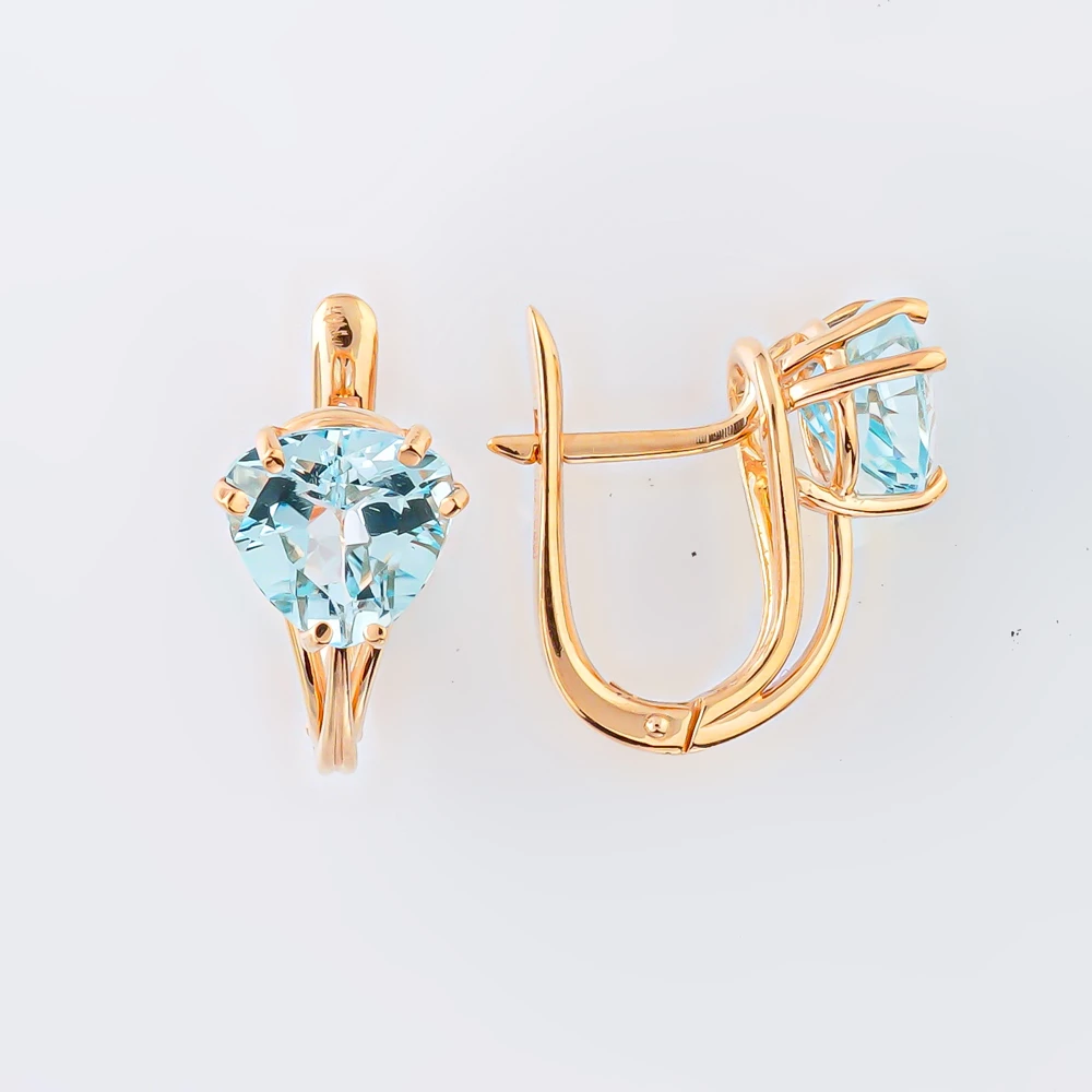 Серьги с топазом из красного золота 585 пробы