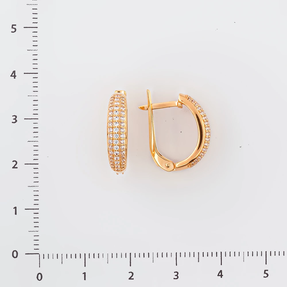 Серьги с фианитом из красного золота 585 пробы