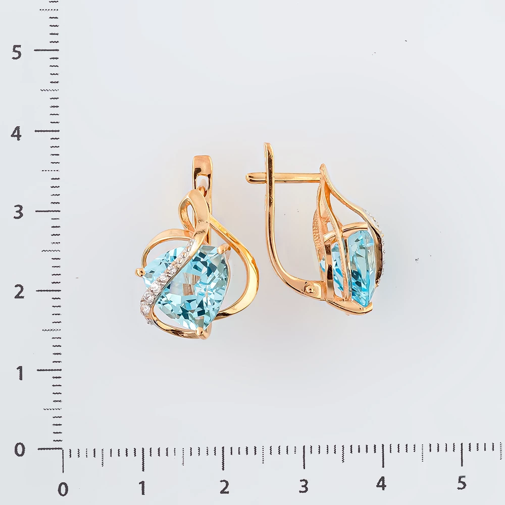 Серьги с топазом из красного золота 585 пробы