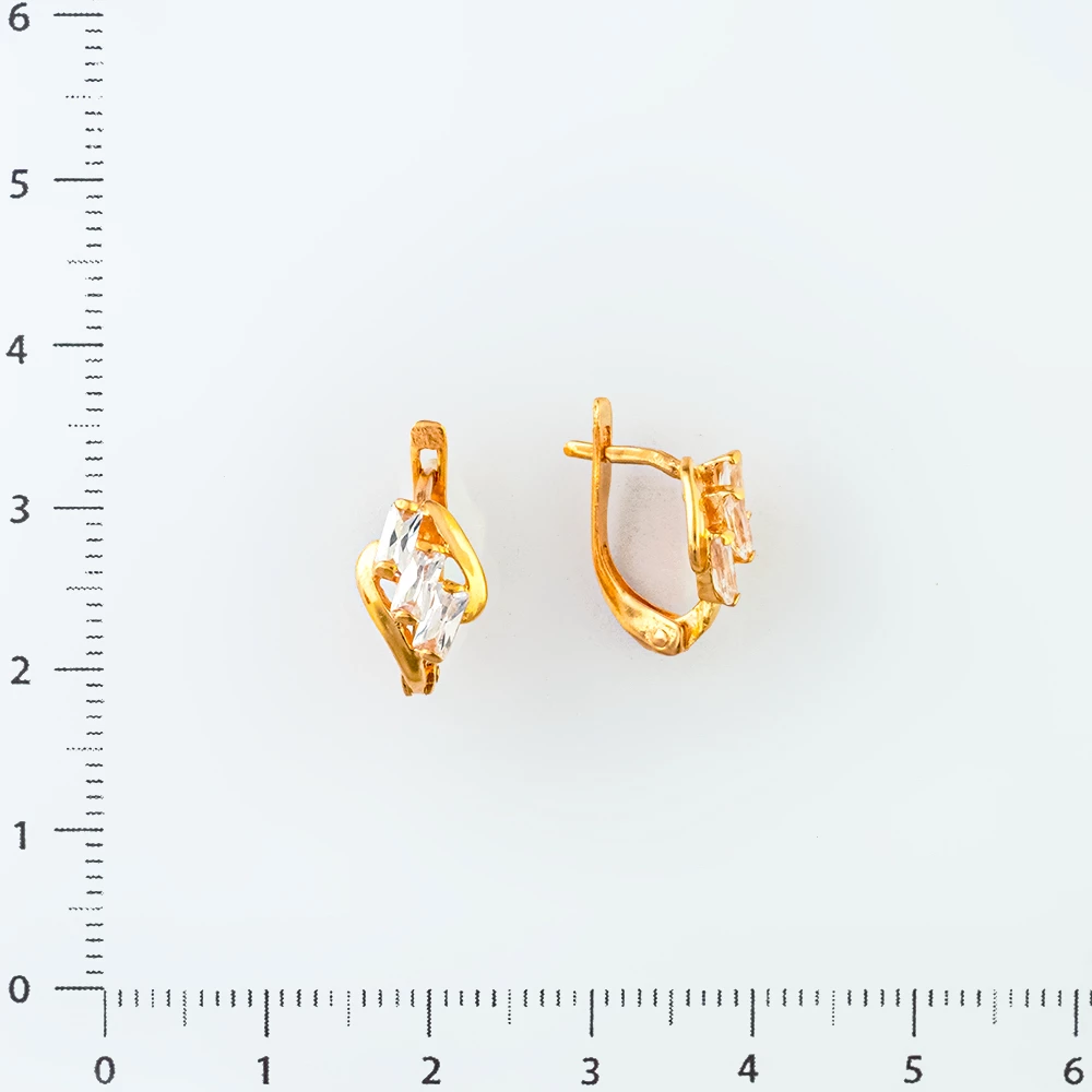 Серьги с фианитом из красного золота 585 пробы