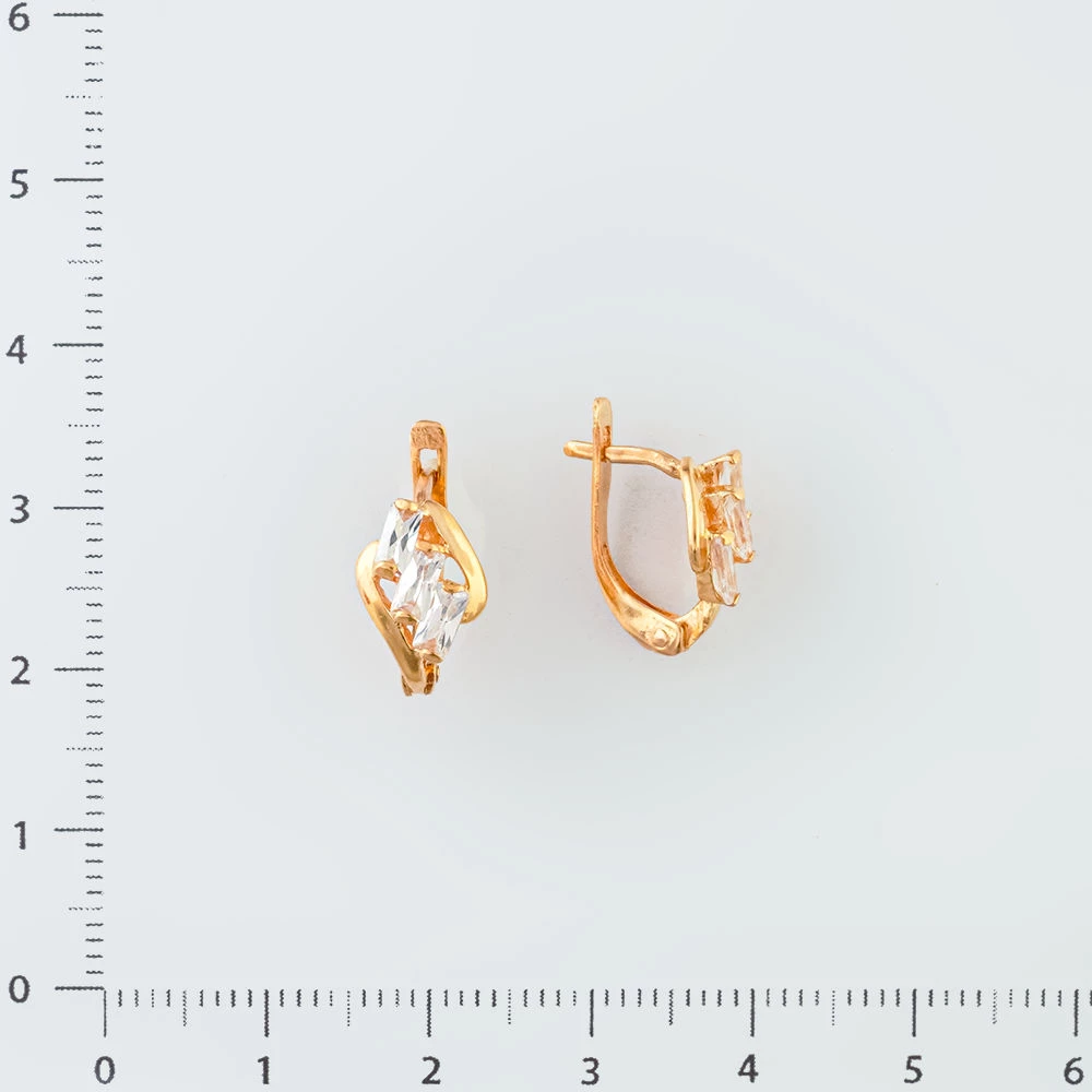 Серьги с фианитом из красного золота 585 пробы