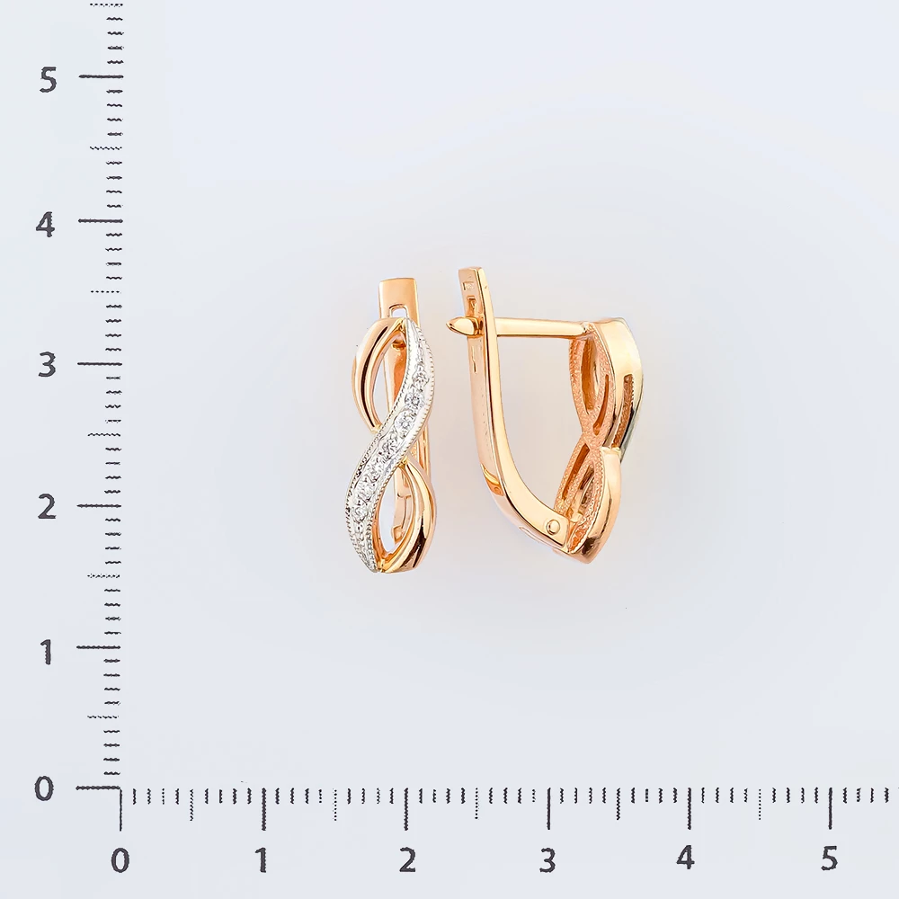 Серьги с бриллиантом из красного золота 585 пробы