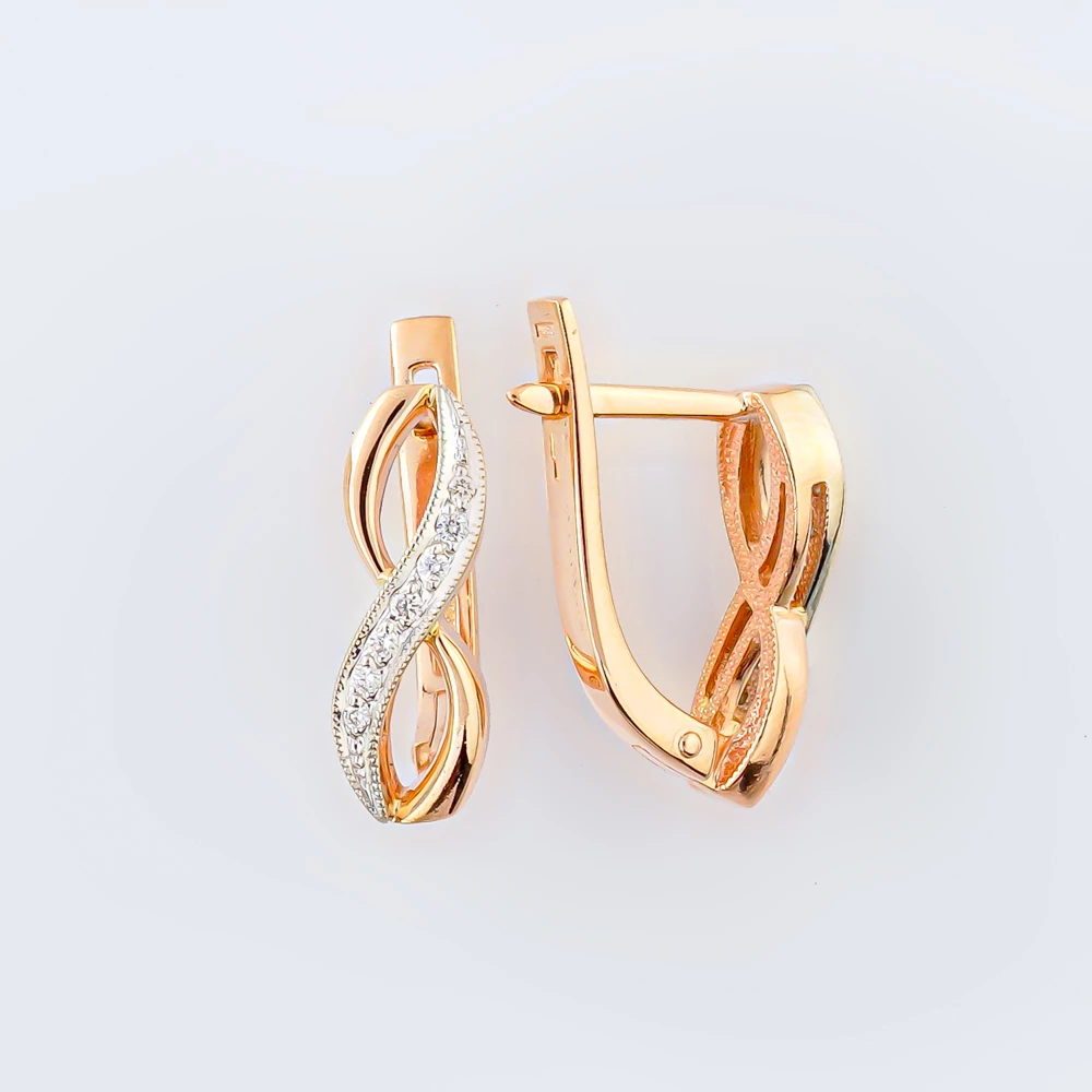 Серьги с бриллиантом из красного золота 585 пробы