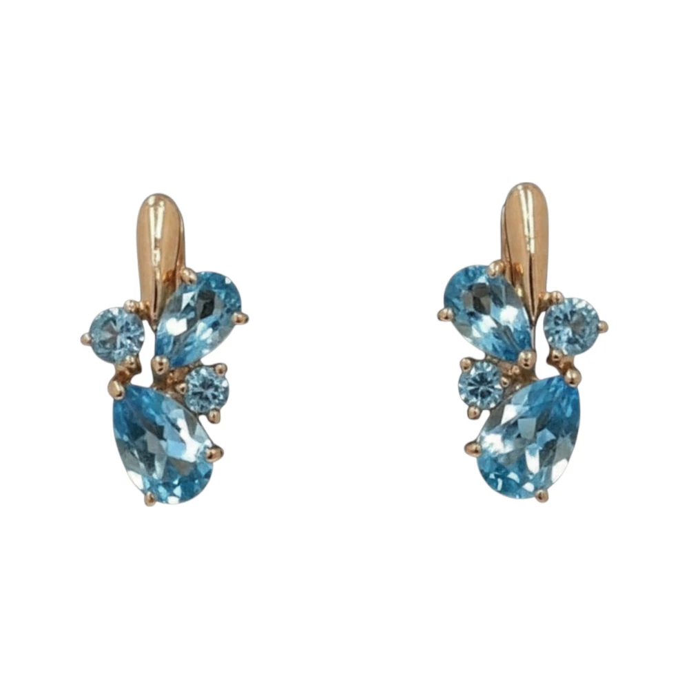 Серьги с топазом из красного золота 585 пробы