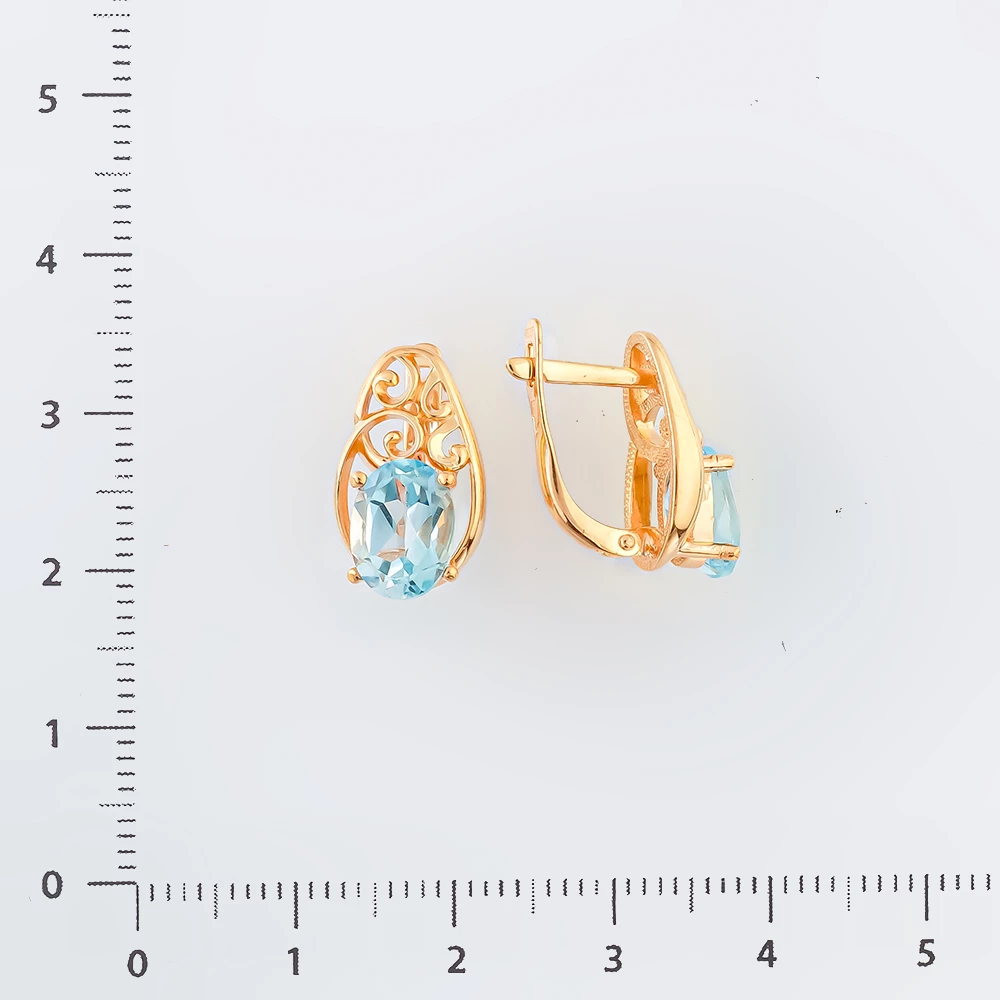 Серьги с ситаллом из красного золота 585 пробы
