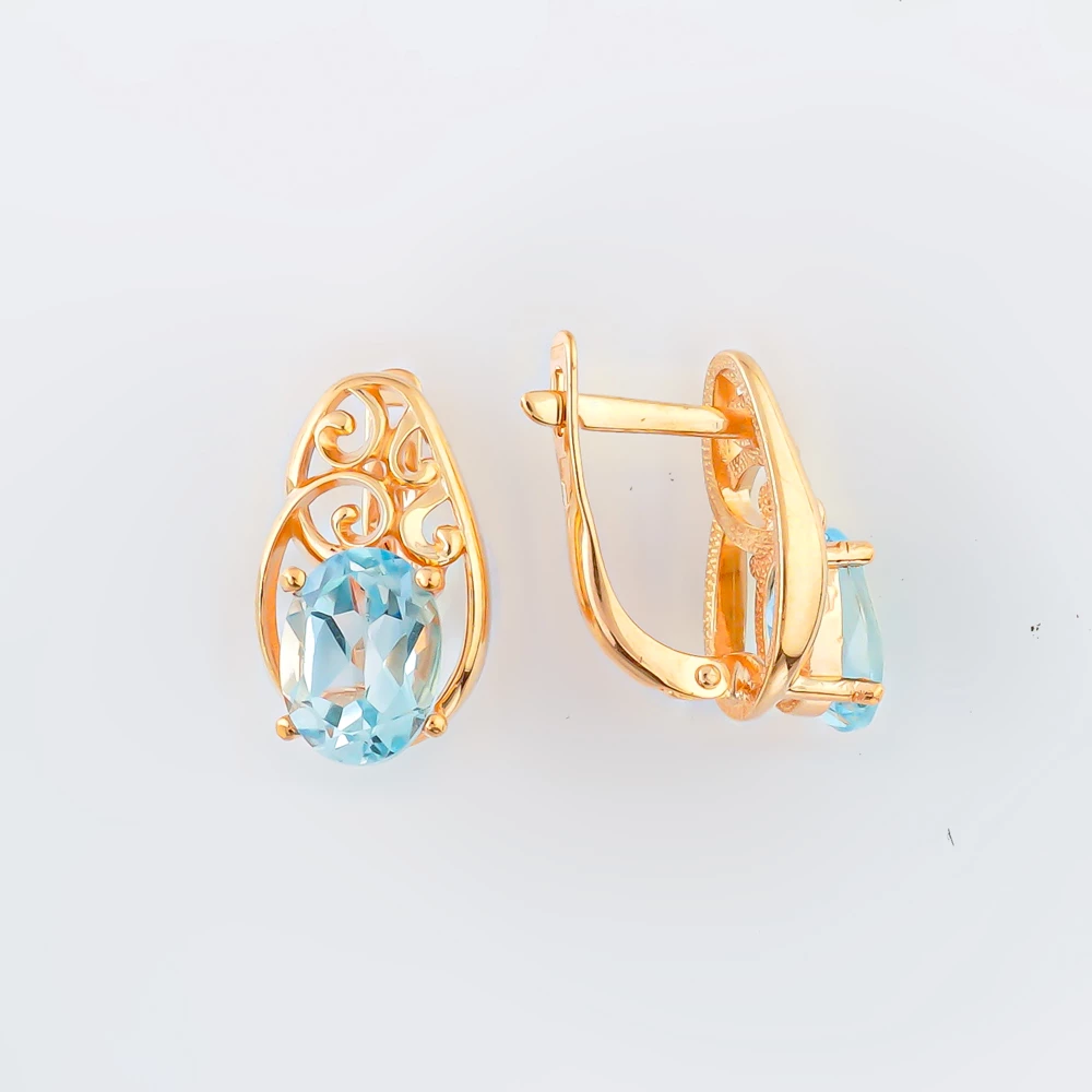 Серьги с ситаллом из красного золота 585 пробы